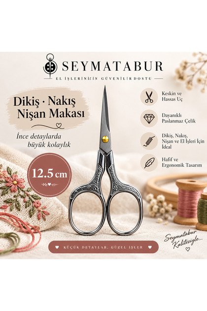 12.5 cm Sewing Embroidery Engagement Scissors – Pointed Tip Handcraft Thread Cutting Scissors