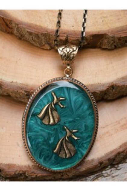 Two Semazen Hand Made Pendants - Green -