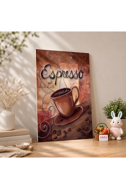Pictură murală din lemn MDF, cafea espresso vintage