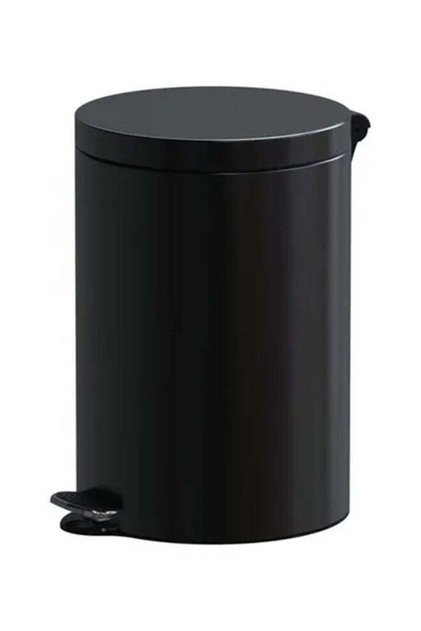 20L Round Pedal Bin | Black Stainless Steel Trash Can | Hands-Free Foot Pedal | 45x30cm