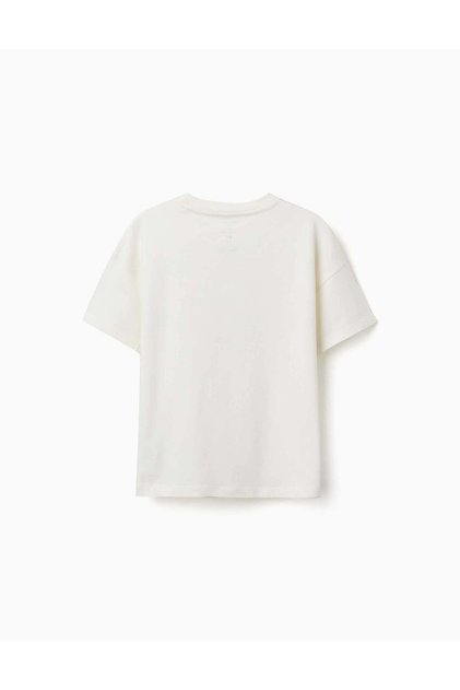 Cotton T-Shirt With Mario Kart Print For Boys, White