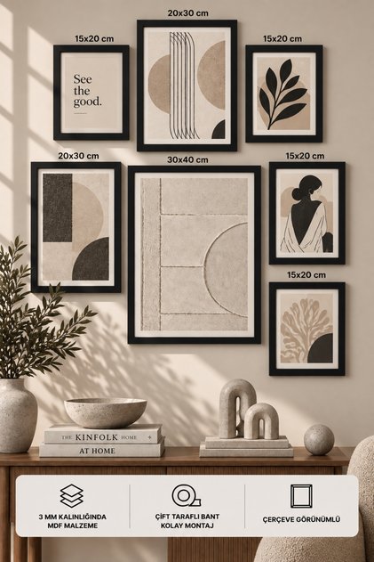 7-Piece Frame-Looking Modern Painting Set | Living Room, Office, Kitchen and Study Room Wall Decoration
