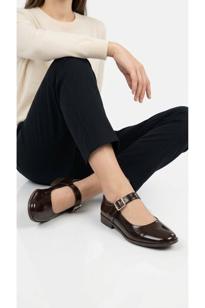 Corvik Women's Mary Jane Style Ballerina Shoes with Buckle Belt Retro Style Flat Sole Elegant