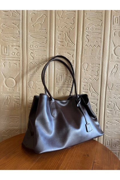 Eniro Matte Leather Accessory Detailed Zippered Women's Shoulder Bag - Brown