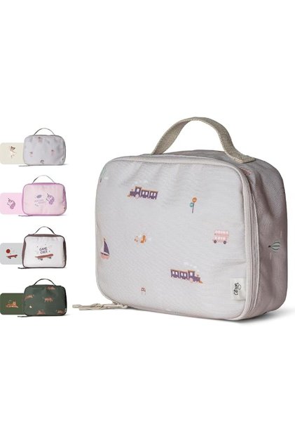 Kids Insulated Lunch Bag, Square Thermal Lunch Bag with Dual Zipper Openings, Internal Sleeve