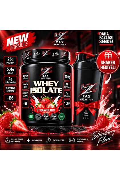 Isolate Whey 450 Gr Strawberry -Premium Shaker Gift (Vitamin B6 Supported)