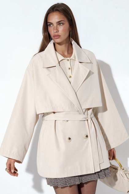 Double-Breasted Collar Belted Trench Coat