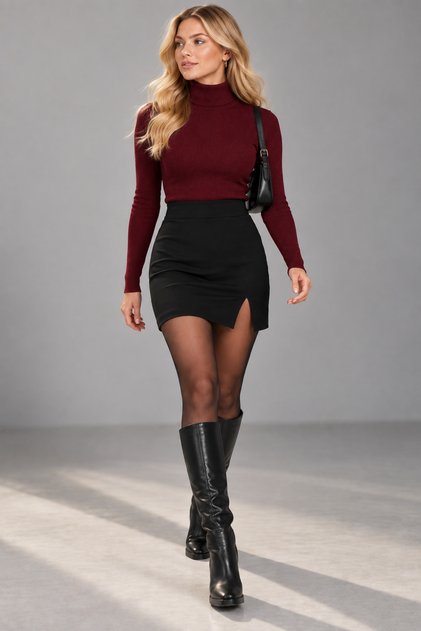 Women's Steel Knitted Mini Skirt High Waist