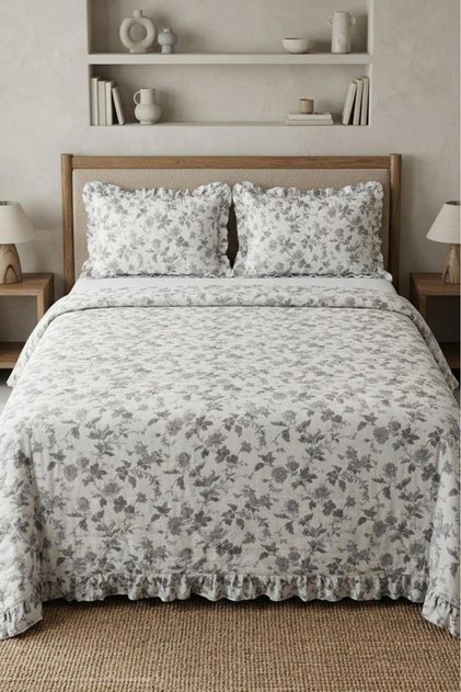 Sereni Fiber Filled Double 240X260 cm Bedspread Gray