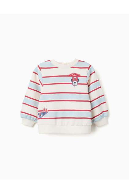 Striped Brushed Sweatshirt With Minnie For Babies And Girls, Multicolour