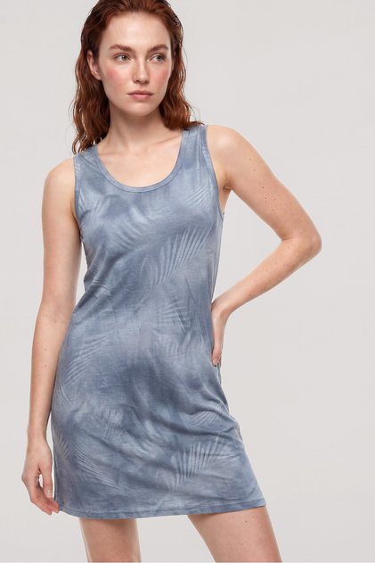 Women's Leaf Patterned Basic Nightgown - Smoked