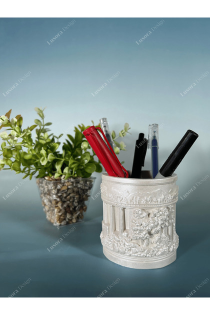 European Series Pearlescent Decorative Pen Holder and Makeup Brush Holder – Multi-Purpose Desktop Organizer - Athens