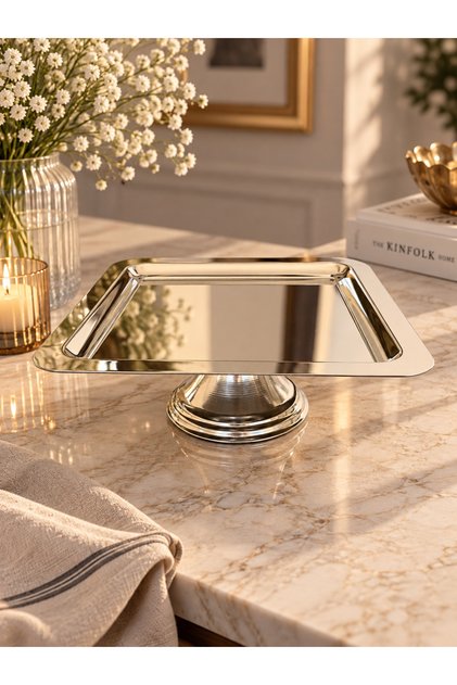 24cm Steel Serving Presentation Tray with Square Steel Legs
