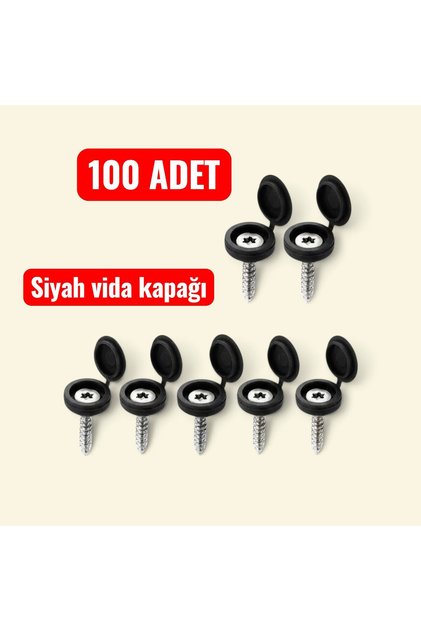 100 Adet Siyah Plastik Vida Kapağı,Vida Gizleme Kapağı