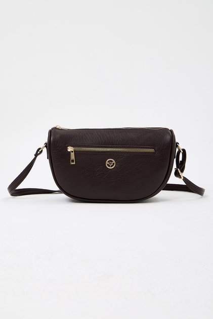 Marakes Women's Brown Shoulder Bag with Zipper and Long Shoulder Strap