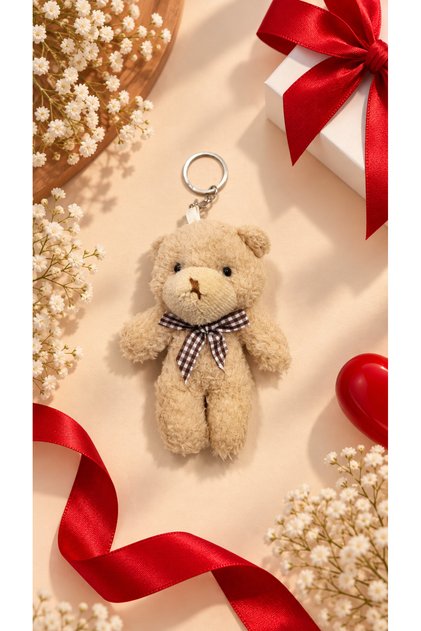 Mini Plush Teddy Bear Keychain Cute Bear Figurine Bag Ornament Gift