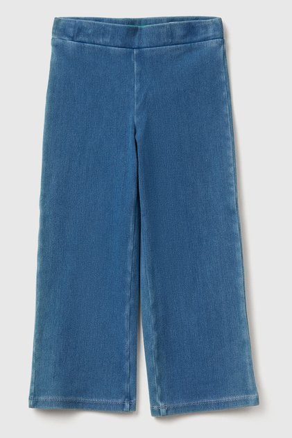 Girl's Blue Denim Jogger Pants with Flexible Waistband