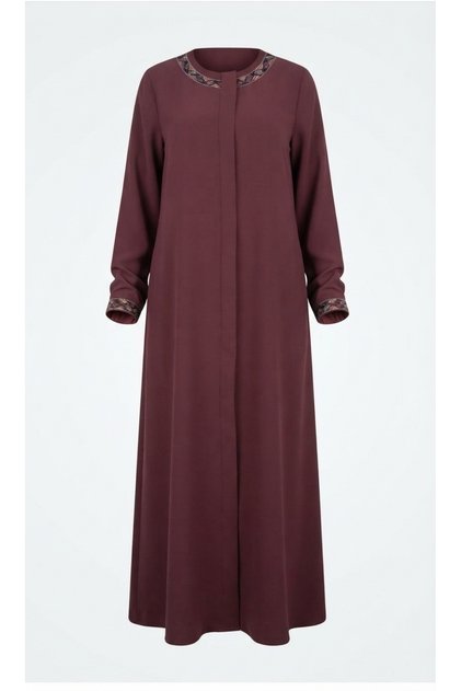 Burgundy Ethnic Pattern Detailed Long Robe