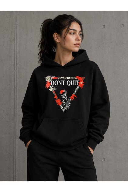 Black Unisex Hooded Sweatshirt Botanıc