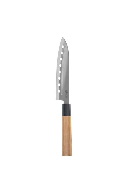 Cuțit Santoku, bambus negru, oțel inoxidabil, mâner din bambus