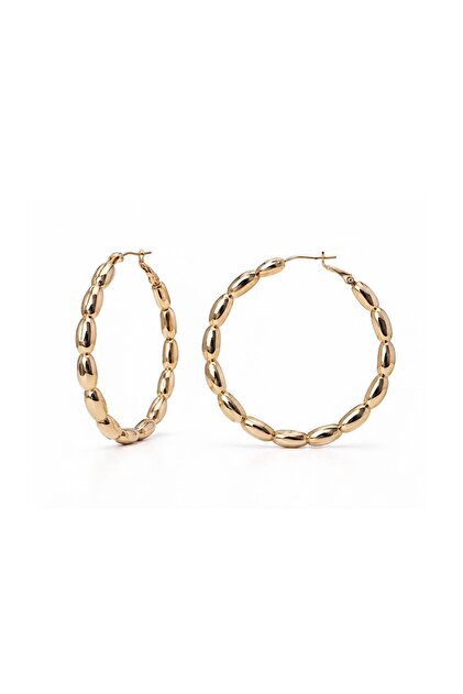 Steel Grain Barley Form Large Hoop Earrings