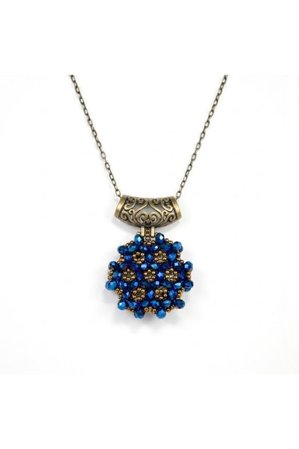 Crystal Round Cevşen Necklace - Handmade with Anti-Tarnish Chain, 7 Layers Protected