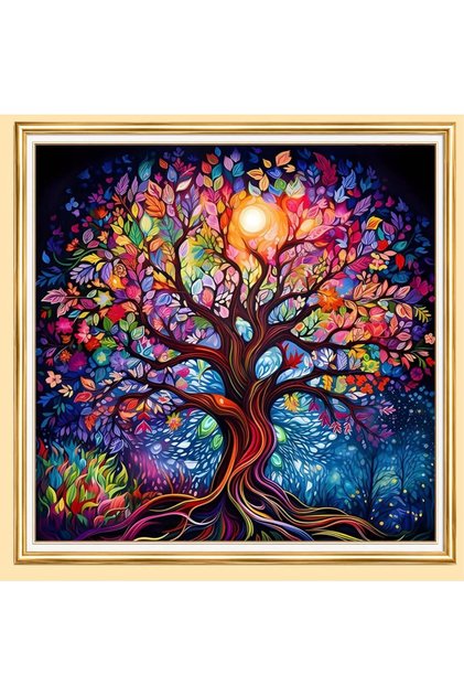 5D Diamond Bead Bonding Stone Processing Mosaic Tapestry "Tree of Heaven" 30X30 cm