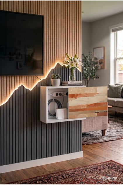 Modern and Stylish Nordic Wooden Wall-Mounted Modem Hiding Box Socket Cover Concealer Cabinet