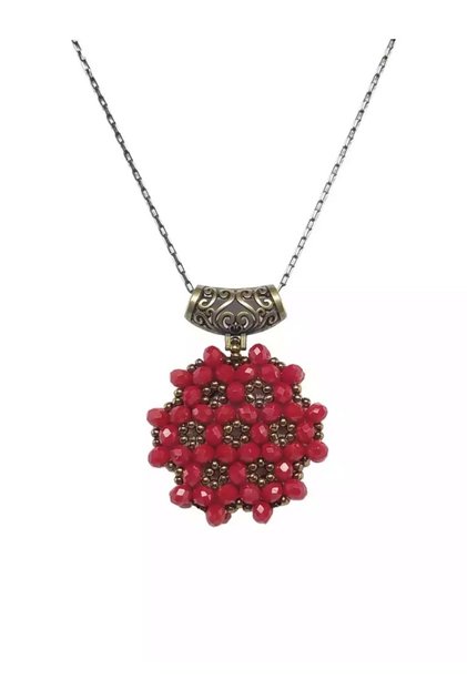 Crystal Round Cevşen Necklace - Handmade with Anti-Tarnish Chain, 7 Layers Protected