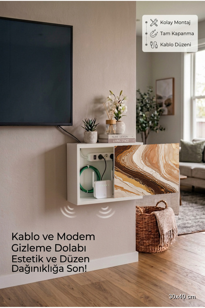 Colorful Aesthetic Solid Wood Wall Mounted Modem Storage Box Cable Hider Router Hider