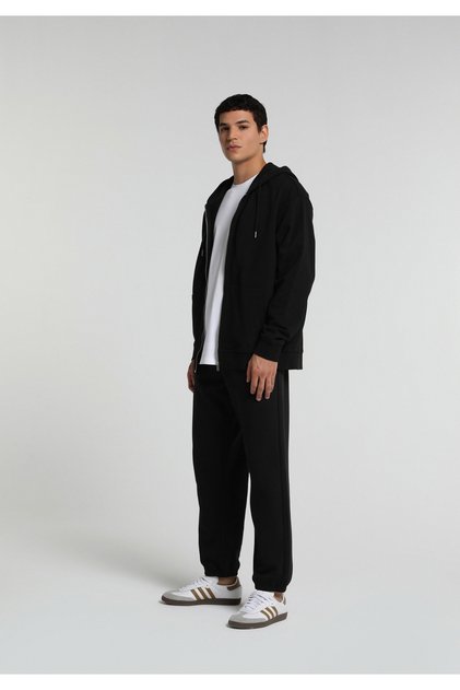 Relaxed Fit Mid Waist Straight Men's Black Sweatpants