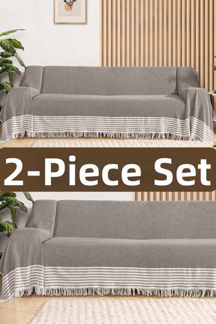 Cotton Knitted Arms 310 Cm Seat Sofa Sofa Bed Cover Front Fringed Non-Slip Design Multi-Purpose