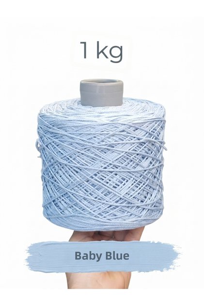 1 kg 2 mm Premium Thin Chain Cotton, Macrame Cord Baby Blue Color