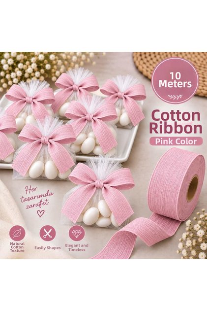 Linen Nopeli Ribbon 2.5 cm 10 Meters, Bohça Dowry Special Day Gift Decoration Ribbon