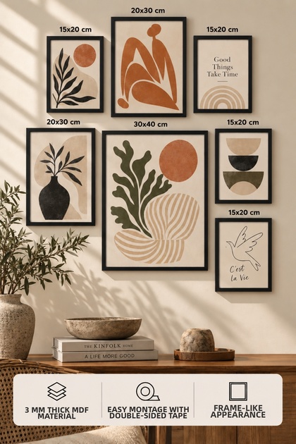 7-Piece Frame-Looking Modern Painting Set |   Living Room, Office, Kitchen and Study Room Wall Decoration
