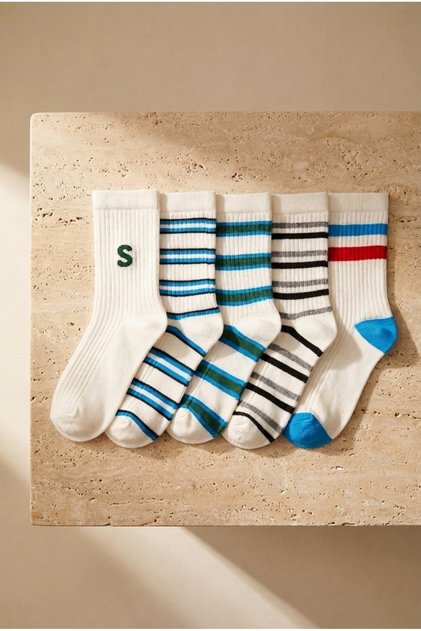 Boys' 5-pack cotton multi-colored crew socks