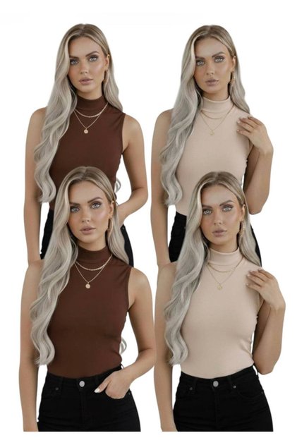 Women's 4-Pack Sleeveless Bodysuit 2 Brown 2 Beige