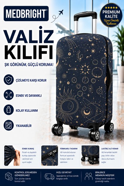 Valiz Kılıfı Bavul Kılıfı Likralı Esnek Kumaş Ve Dayanıklı Valiz Kılıfı GZG-VK10 (KABİN)