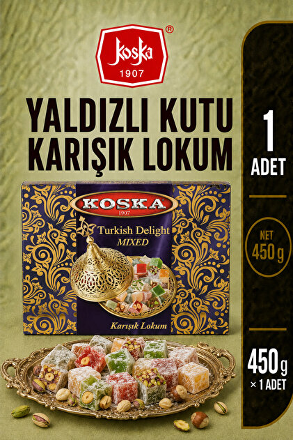 Yaldızlı Kutu Karışık Lokum 450 Gr