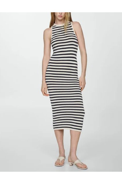Rochie medie, Ecru/Negru