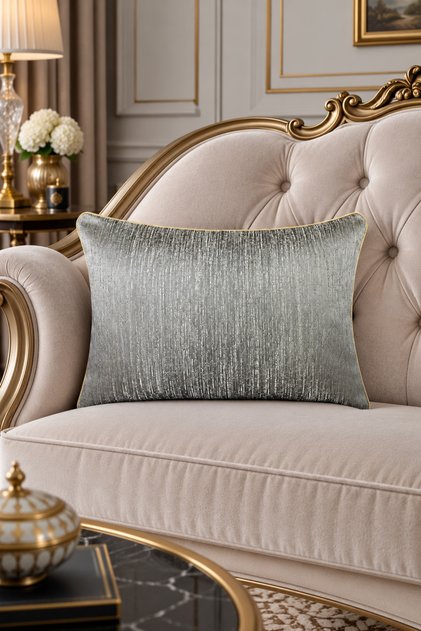Throw Pillow Cover Striped Patterned Jacquard Woven Fabric 35X50 Double Sided Piped
