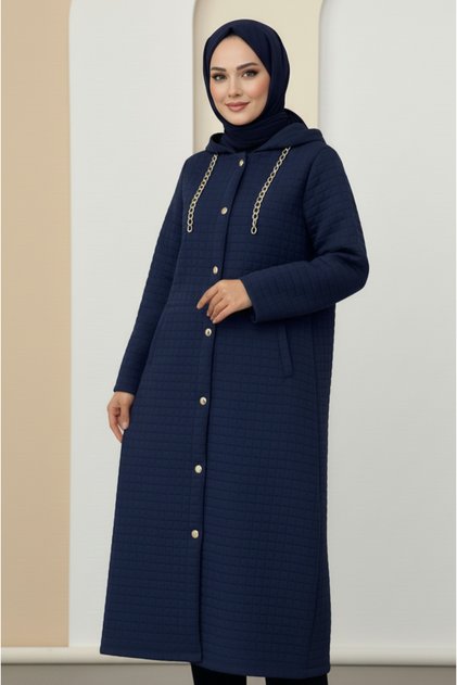 Quilted Long Sleeve Hooded Seasonal Coat