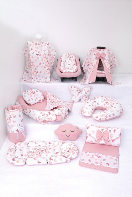 Babynest, Puset Örtüsü, Alt Açma, Emzirme Yastığı, Bel Destekli Puset minderi, Bebek Arabası Minderi - 14 parça - Panço