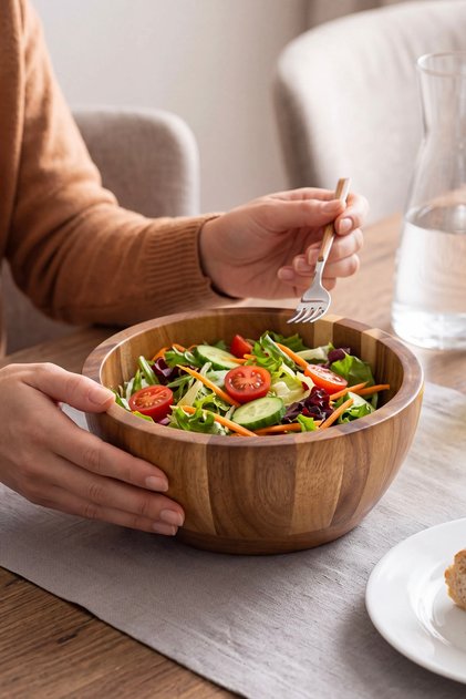 Orijinal Akasya Salata Bowl Kasesi El Yapımı Kase 16cm