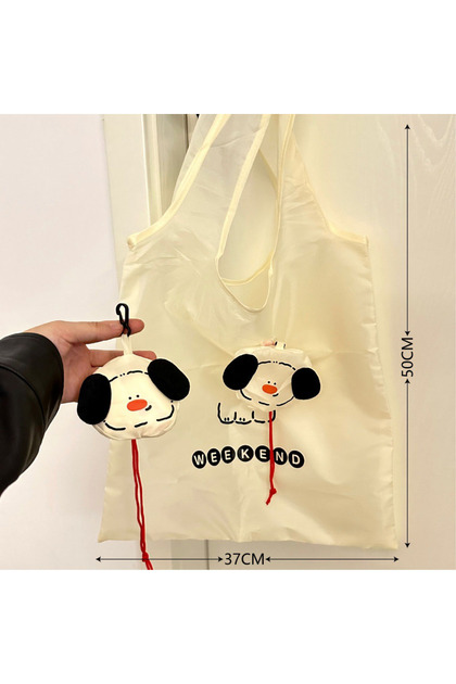 A Cartoon Dog Storage Bag Foldable Shopping Bag Portable Large Capacity Eco friendly Bag
