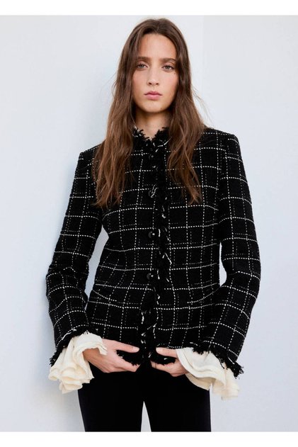 Fringed tweed blazer