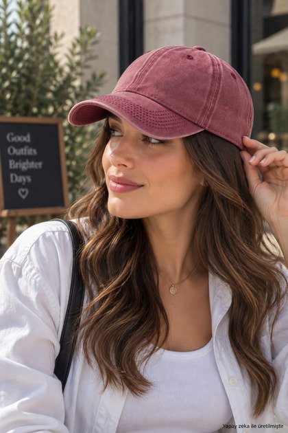 Burgundy Unisex Vintage Hat Adjustable Vintage Plain Hat