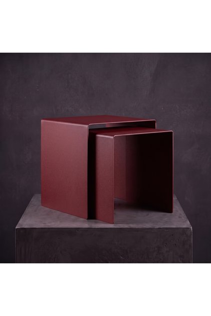 Modern Metal Zigon Sehpa Seti – Minimal Tasarım İç İçe Geçen Yan Sehpa (2’li Set)