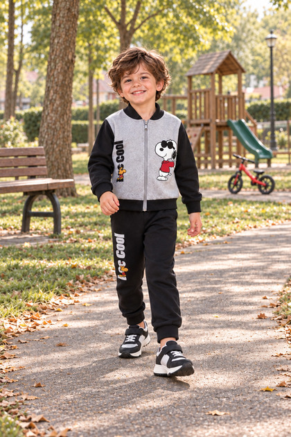 2 Thread Seasonal Hooded, Zippered, Printed Bottom and Top Set, Tracksuit Set