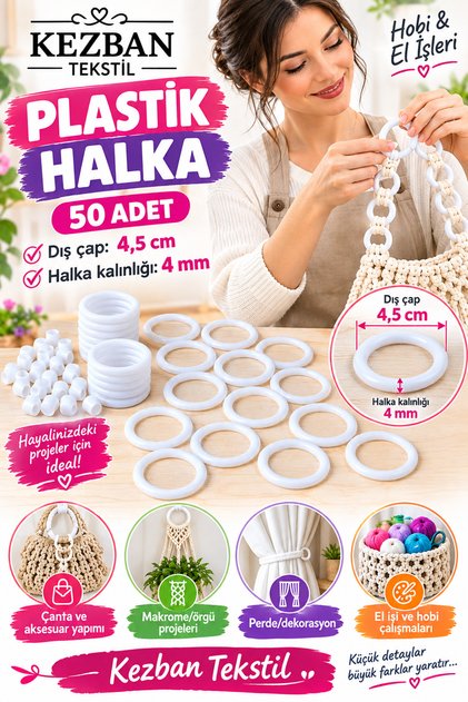 1.kalite Lif Halkası - Plastik Halka 4.5 Cm (50 Adet)